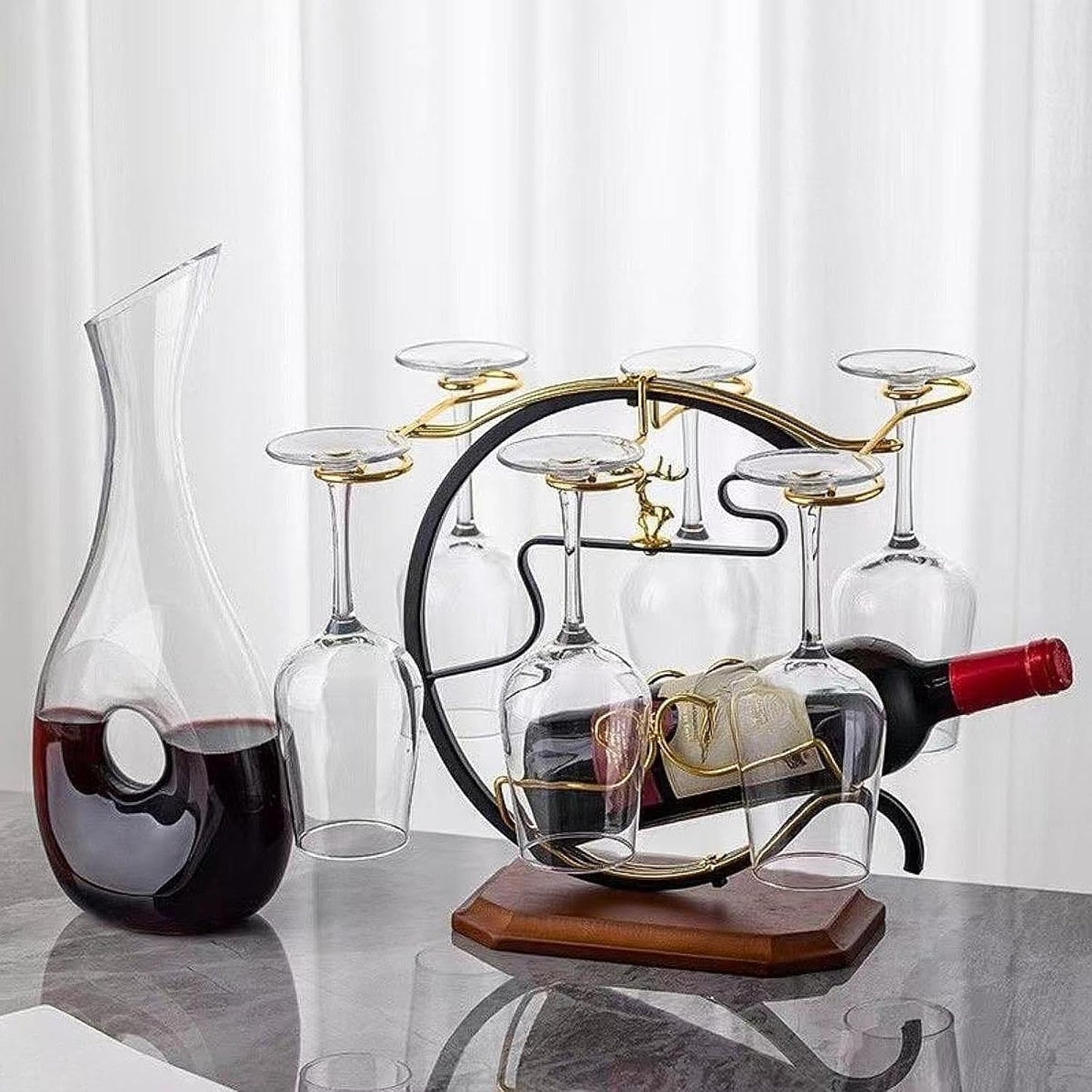 Goblet storage rack with six hooks for mugs or glasses, elegant and functional for desktop, bar, or home use