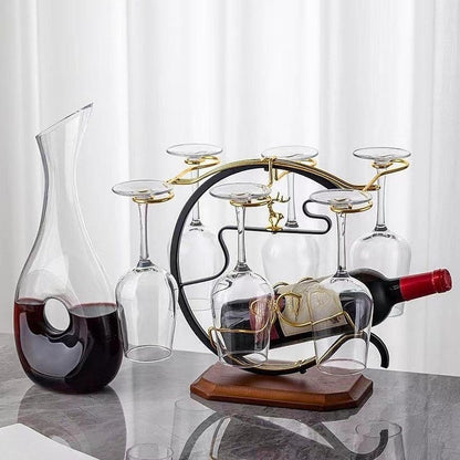 Goblet storage rack with six hooks for mugs or glasses, elegant and functional for desktop, bar, or home use