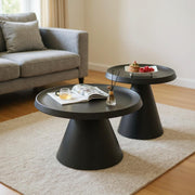 Nesting coffee table set with black or white metal base for modern space saving living room furniture