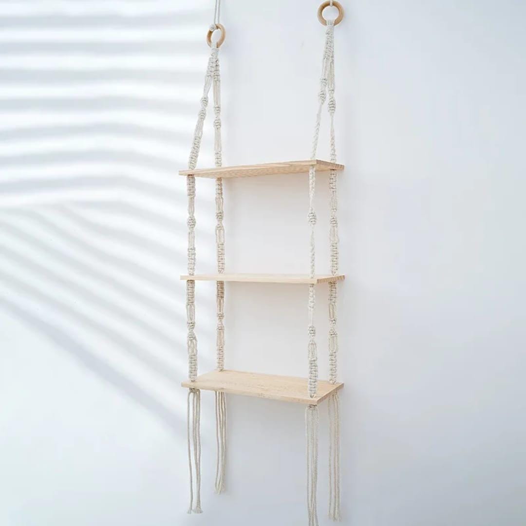3-Tier Bohemian Cotton Rope Floating Shelves