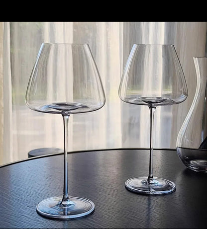 Elegant burgundy crystal wine glasses, transparent, set of 6, 710ml capacity