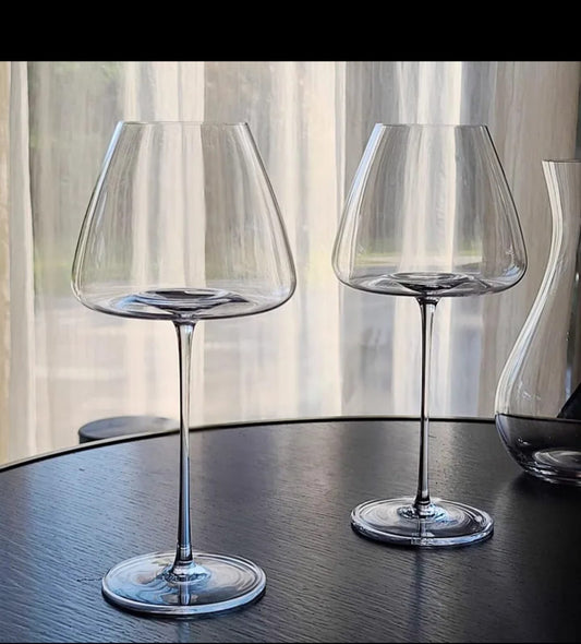 Elegant burgundy crystal wine glasses, transparent, set of 6, 710ml capacity
