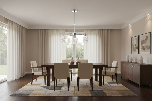 3-Light Pendant Lamp – Decorative Square Glass Shades-PL 7048-27-03-SI