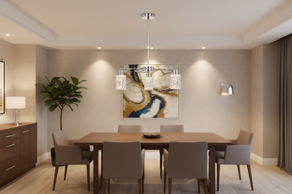 3-Light Pendant Lamp – Decorative Square Glass Shades-PL 7048-27-03-SI