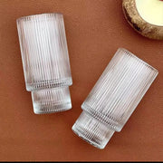 Set of 6 ribbed aesthetic highball crystal glasses with 290ml capacity
