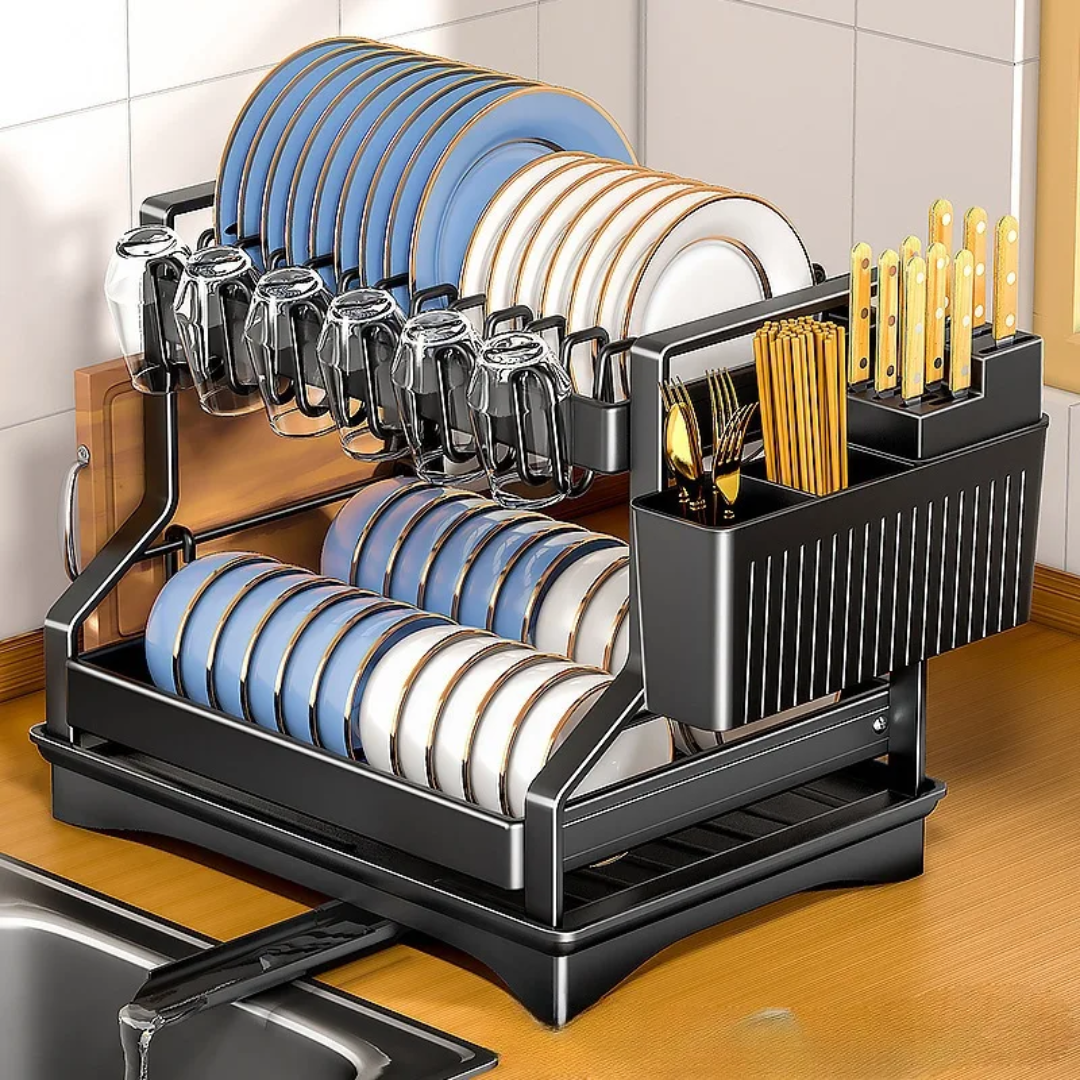 L-Classy 2-Tier Carbon Steel Dish Rack