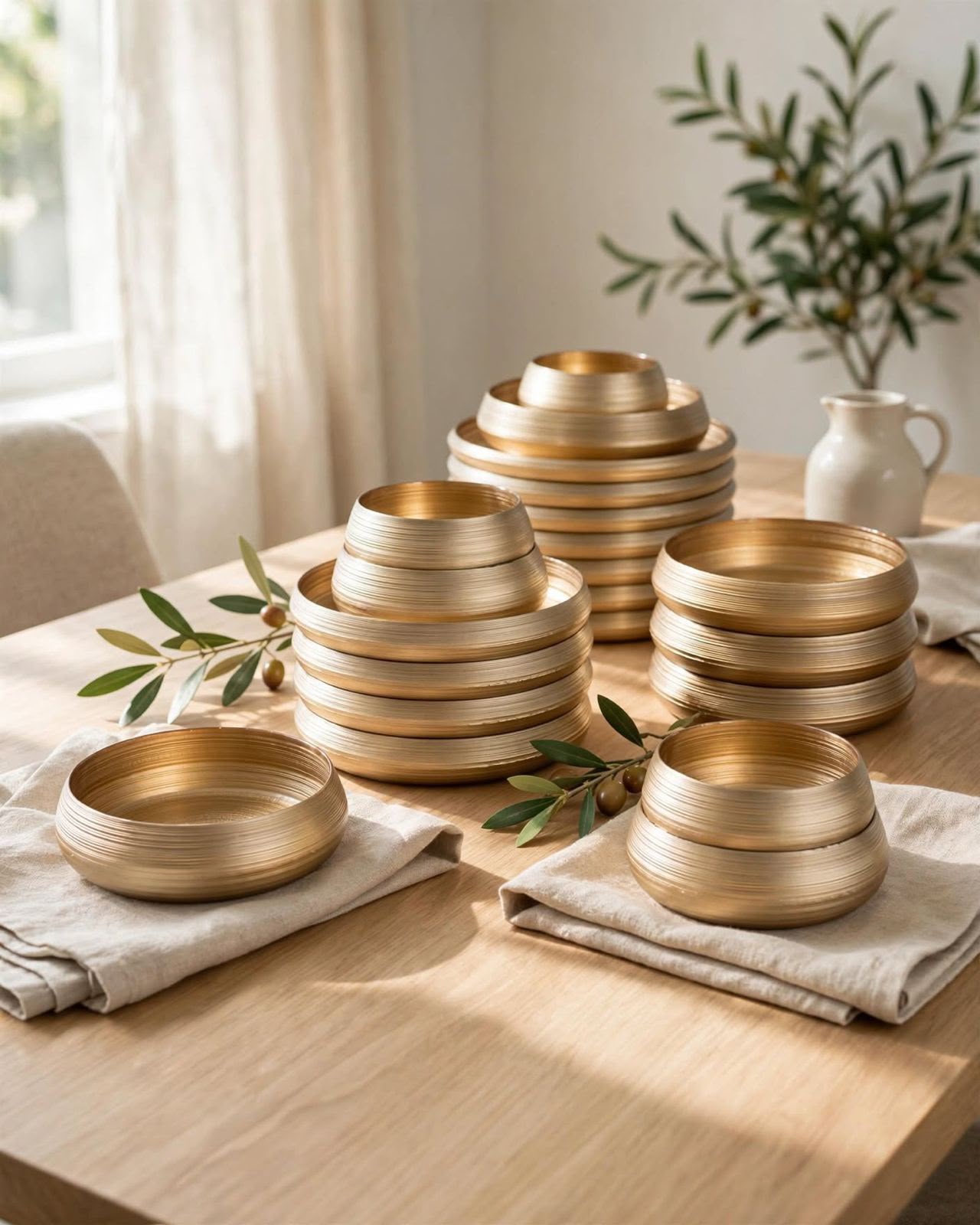 Gold and Brown 24 Piece Hard Glass Dinner Set