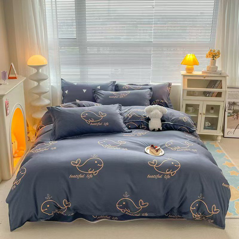 4 Piece Printed Cotton Duvet Cover Set 6 × 6