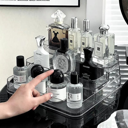 3-Tier Clear acrylic display shelf for perfumes, cosmetics, and small décor items