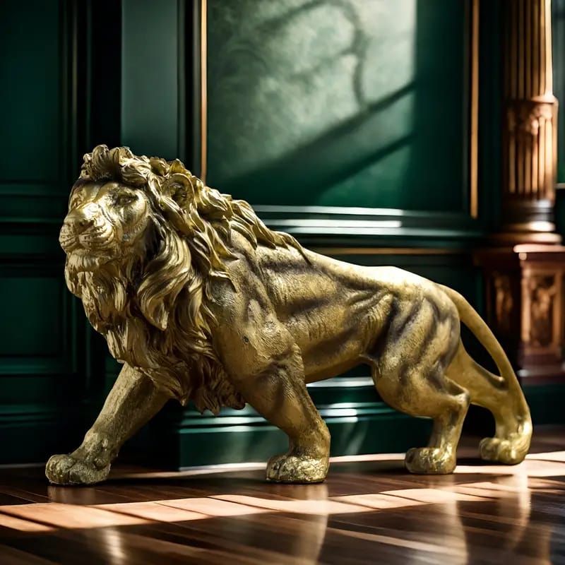 Elegant resin lion decorative statue measuring 37 × 9 × 18 cm for luxury home and office décor.