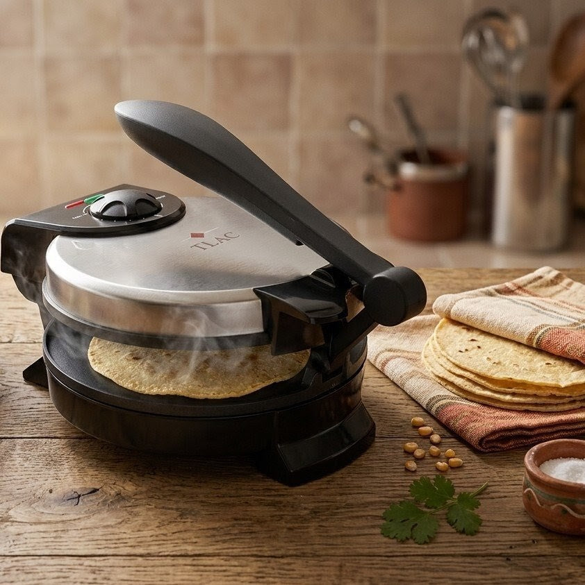 TLAC 1200W roti maker with non-stick plates for making rotis, chapatis, and flatbreads.