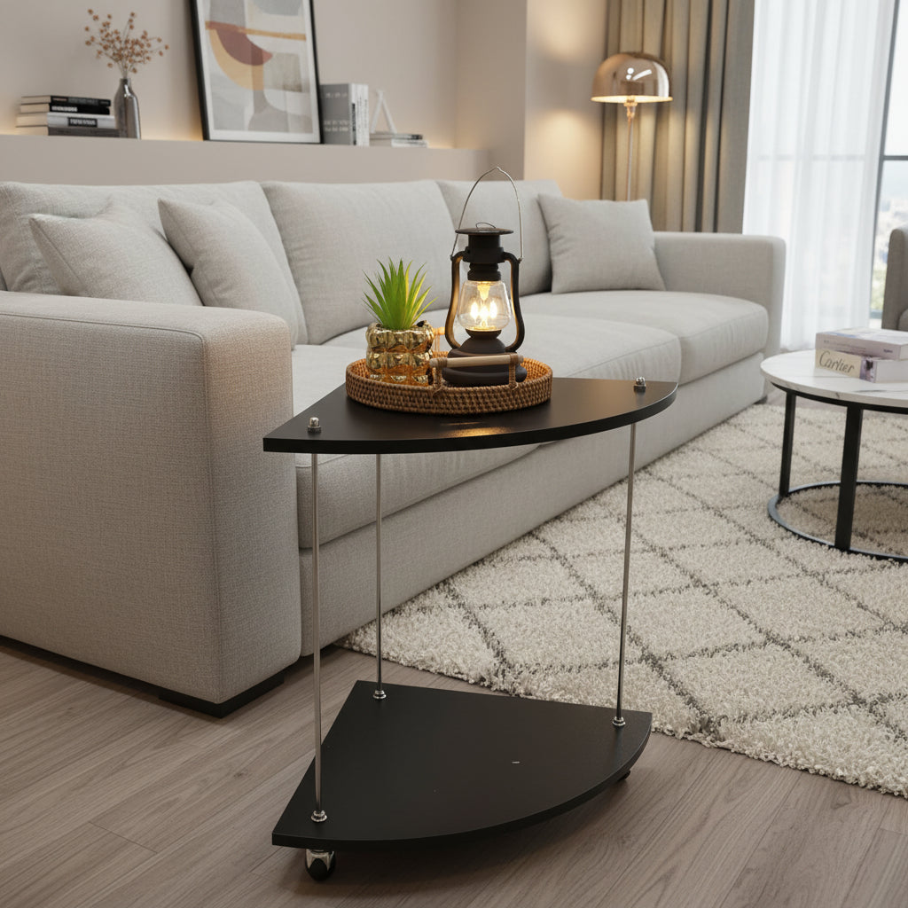 Nordic corner side table with minimalist modern design.
