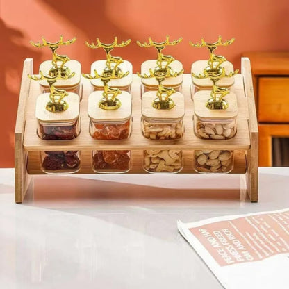 8pcs Kitchen Spice Rack Set with Bamboo Stand 300ML