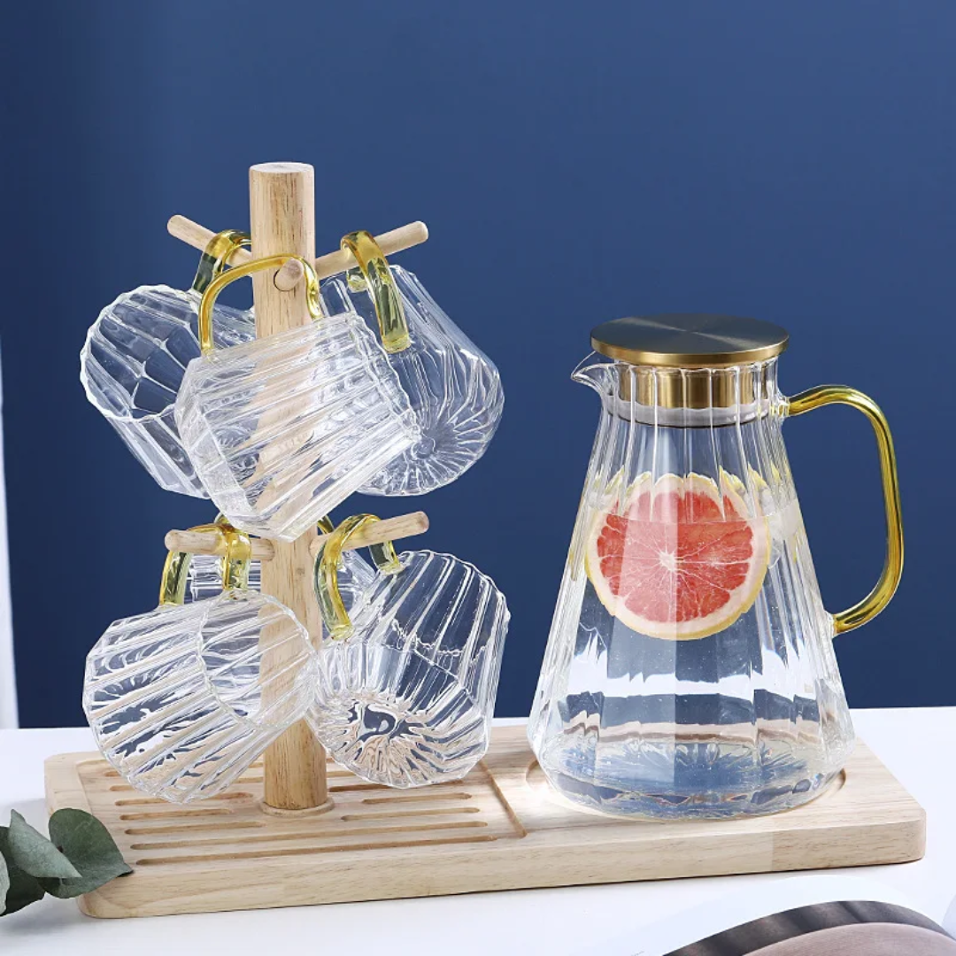 Glass Decanter Kettle Cups Set