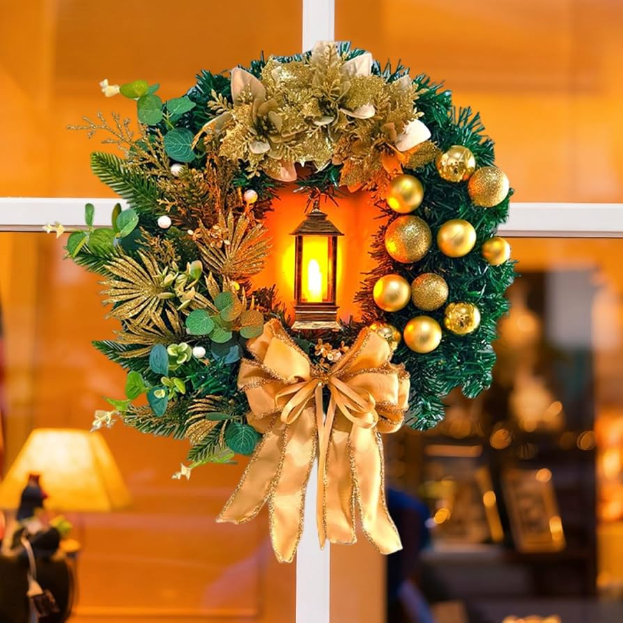 35cm Christmas Wreath With Lamp