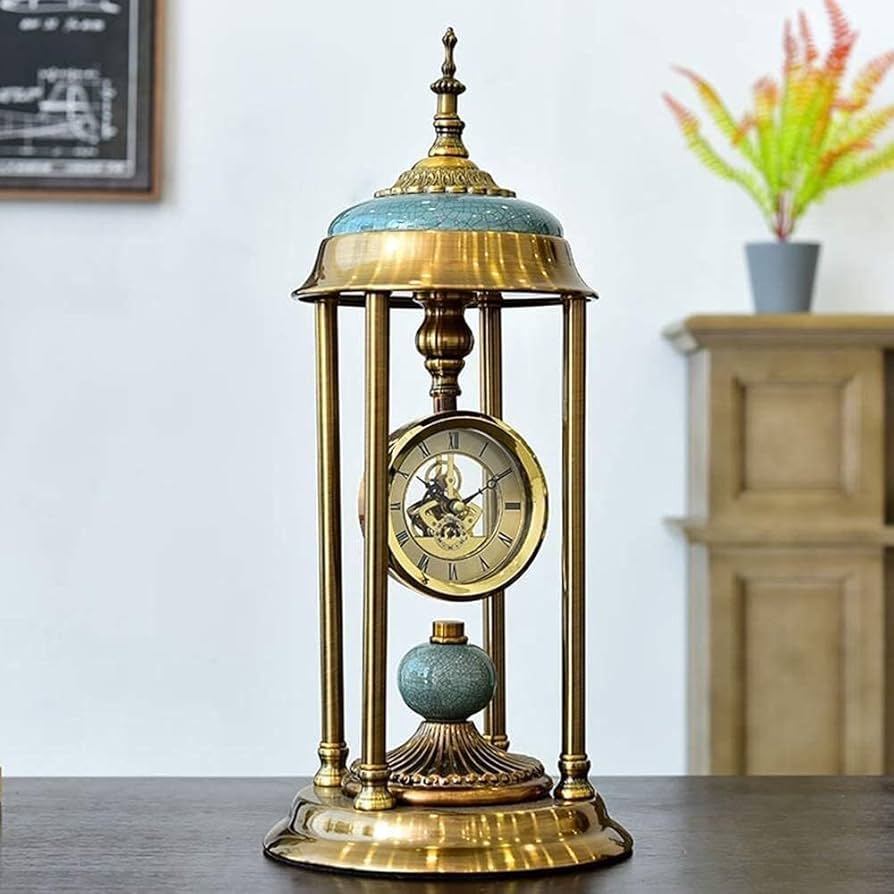 Retro mantle desktop analog clock with vintage design
