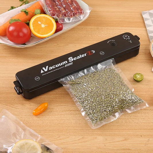 Vacuum thermal sealer with 10 free vacuum bags, food sealing machine for airtight storage and preservation. 