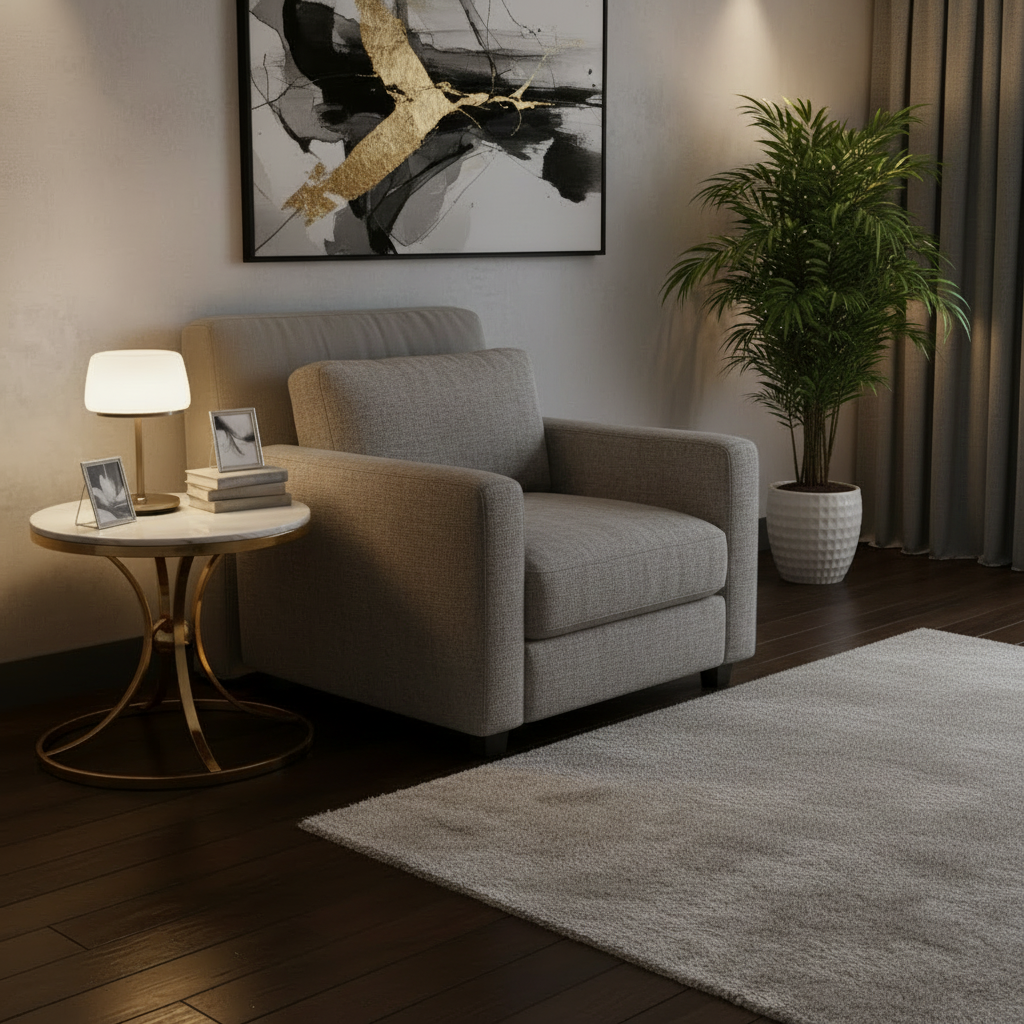 Marble Top  Side Table with golden  Metallic Stand