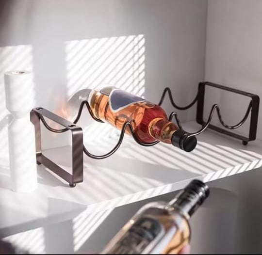 Tan brown 4 slot metallic wine holder