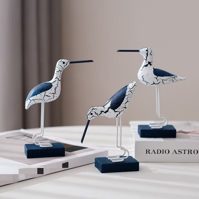 3Pc Wooden Seagulls Figurine Set