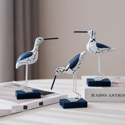 3Pc Wooden Seagulls Figurine Set