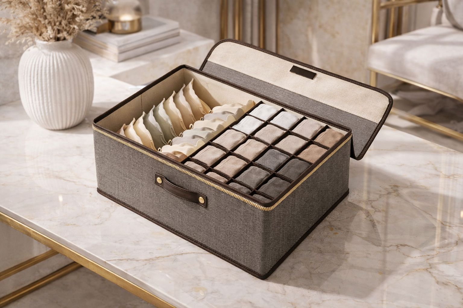 17 grid garment organizer fabric drawer storage box for underwear and socks