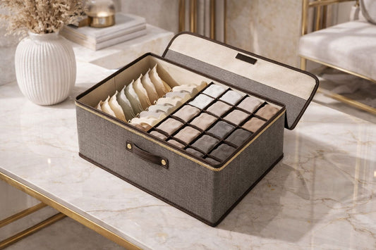 17 grid garment organizer fabric drawer storage box for underwear and socks