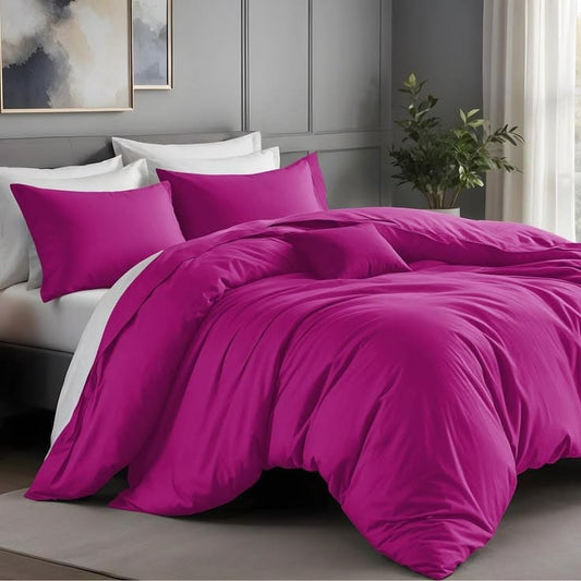 6pcs pure cotton duvet cover set 7/8 size with fitted bedsheet and 4 pillowcases for bedroom use. 