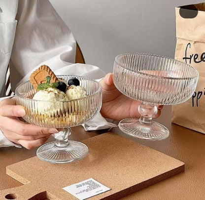 6Pcs Ribbed Dessert / Ice Cream Glass Set