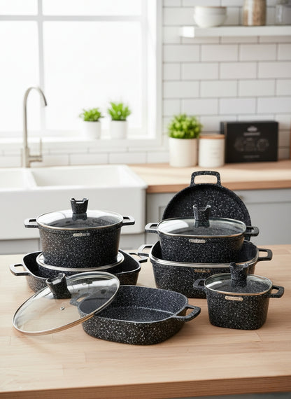 10-Piece Square Granite Cast Cookware Set
