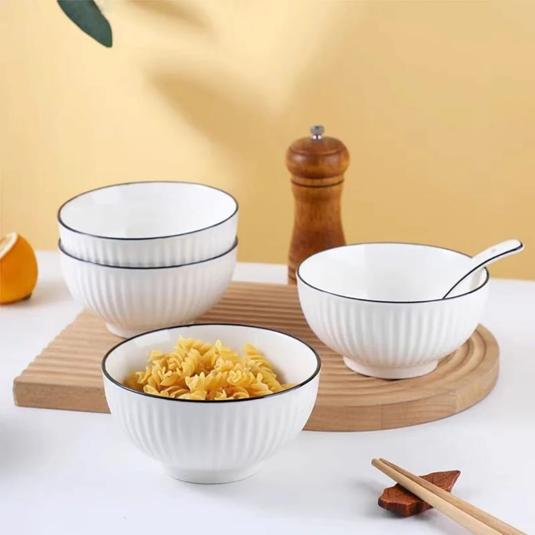 Set of six 6-inch Japanese-style bowls for serving meals and side dishes