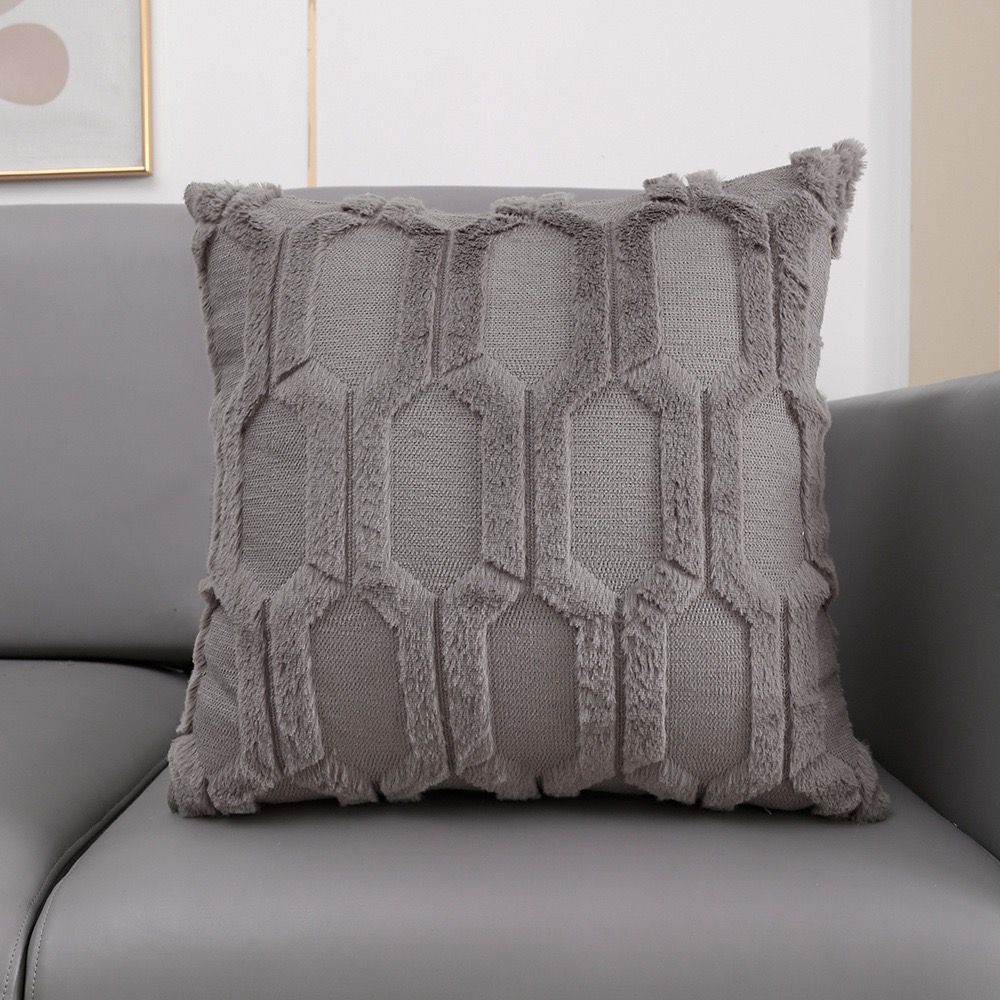 Soft fluffy geometric patterned cushion cover 45x45cm for sofa and home décor