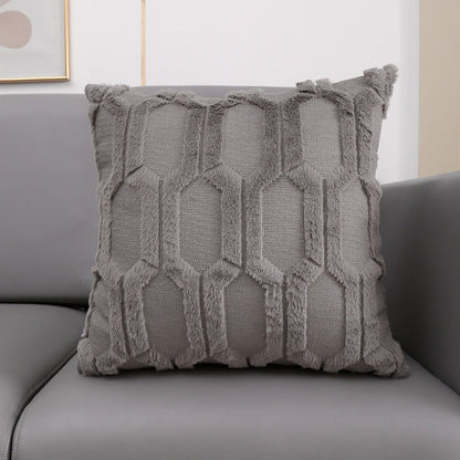 Soft fluffy geometric patterned cushion cover 45x45cm for sofa and home décor