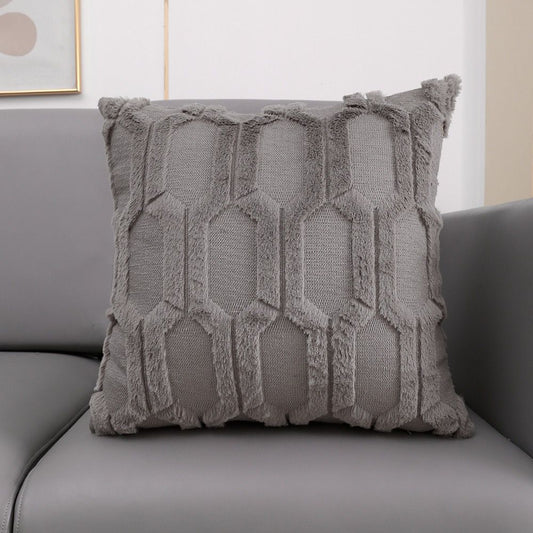Soft fluffy geometric patterned cushion cover 45x45cm for sofa and home décor