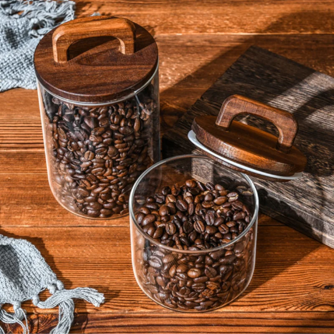 Glass Storage Jars With Wooden Lids