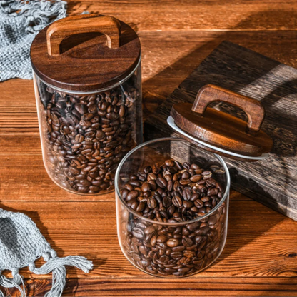 Glass Storage Jars With Wooden Lids