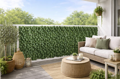 Realistic green outdoor privacy fence roll measuring 3 meters by 1 meter