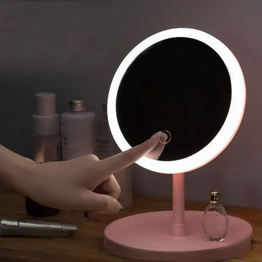 rechargeable led makeup mirror with touch control and adjustable brightness