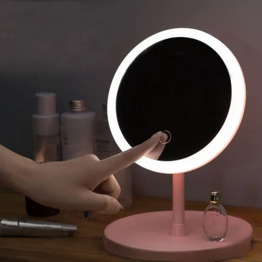 rechargeable led makeup mirror with touch control and adjustable brightness