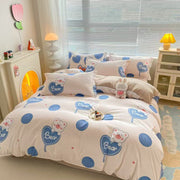 Cotton printed 5×6 ft duvet cover set with matching bedsheet and two pillowcases