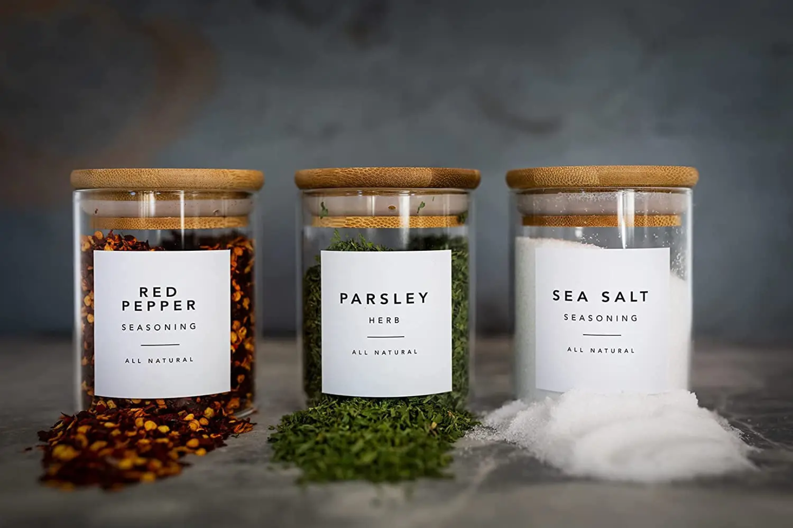 12 PCs Glass Spice Jar Set