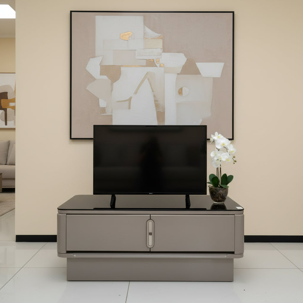 Coffee Table with Dark Tempered Glass Top and Storage FCT 1280