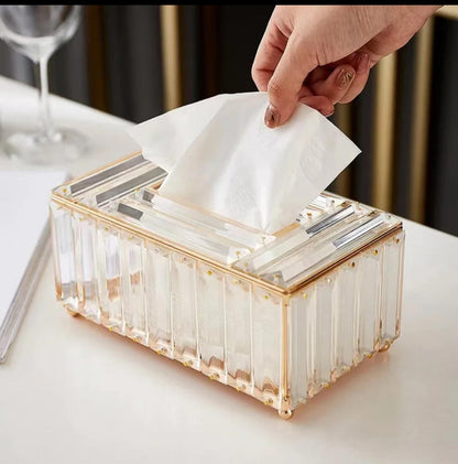 Crystal Glass Gold Serviette Holder
