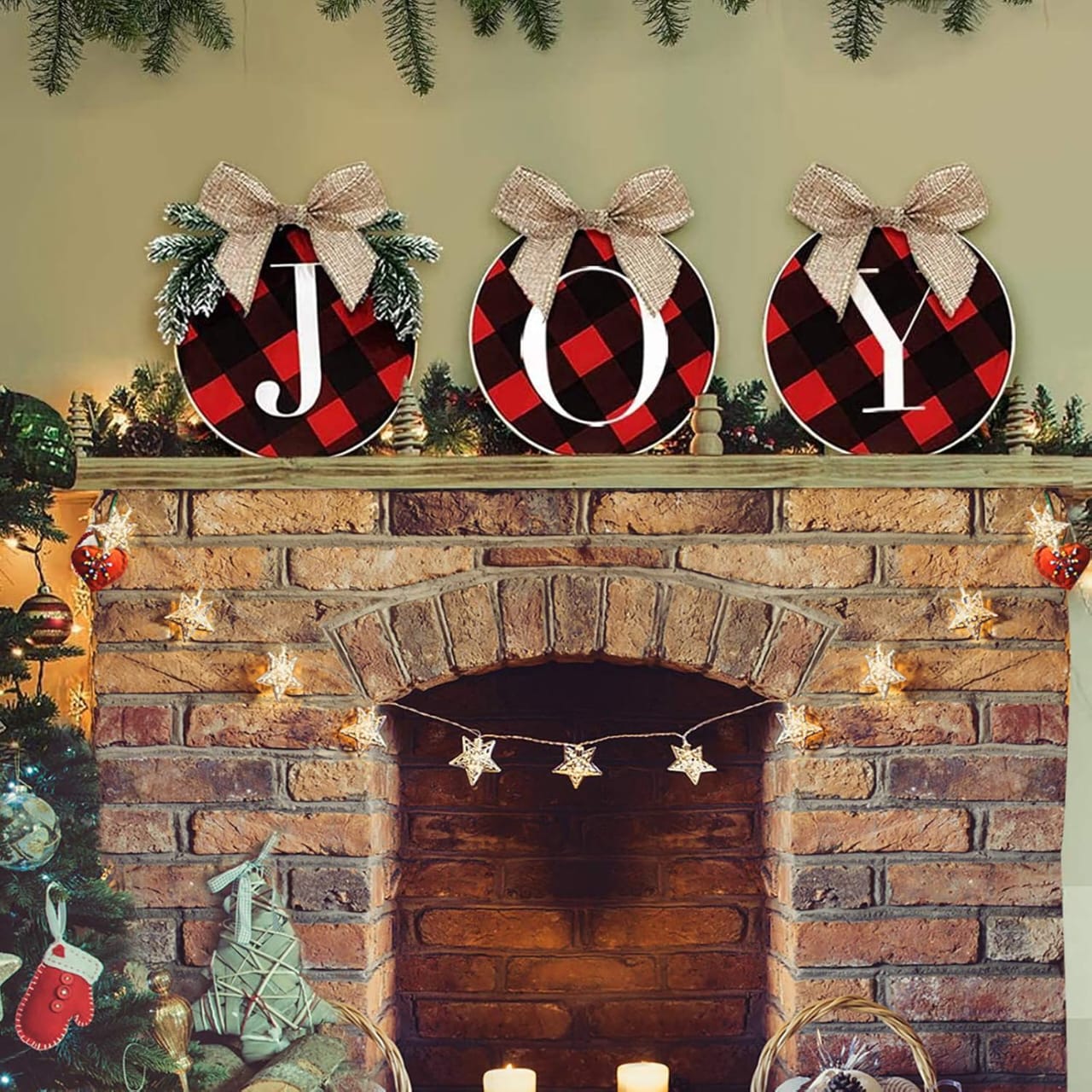 Joy Sign Buffalo Plaid Christmas Wreath