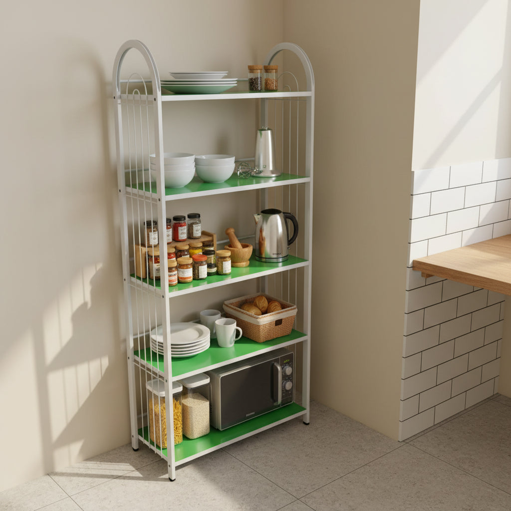 5-Tier Metal Storage Rack With Arched Frame 60x30x140cm