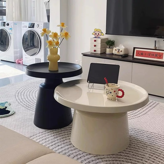 2 in 1 modern marble round coffee table with glossy top