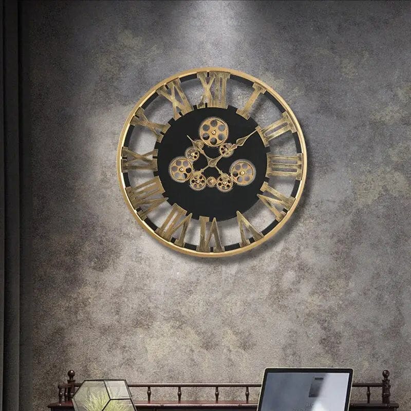 60cm vintage gear wall clock with decorative mechanical design for home and office wall décor