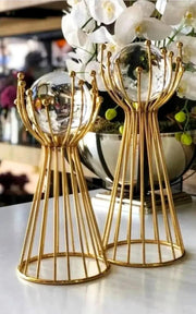 Crystal Ball Ornament with Gold Twisted Stand