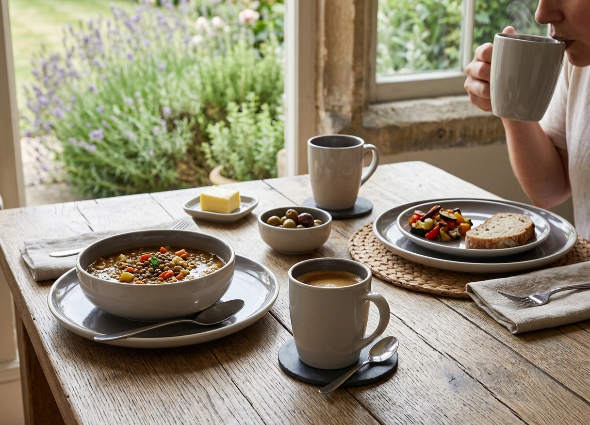 Berry Gray 24 Piece Dinner Set