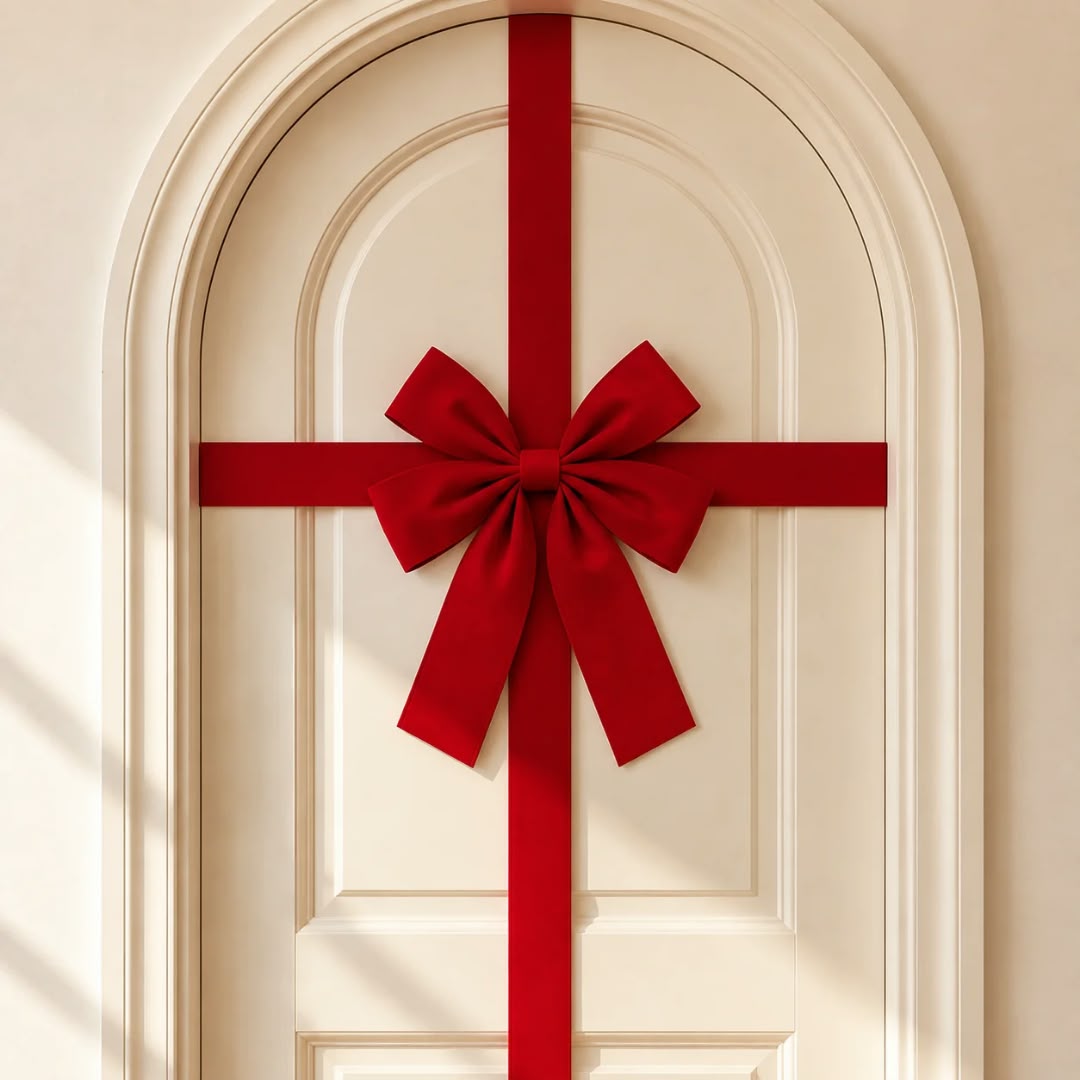 Large Red Christmas Bow Door Decoration Made from Cloth for Holiday Doors and Festive Home Displays available in Nairobi, Kenya